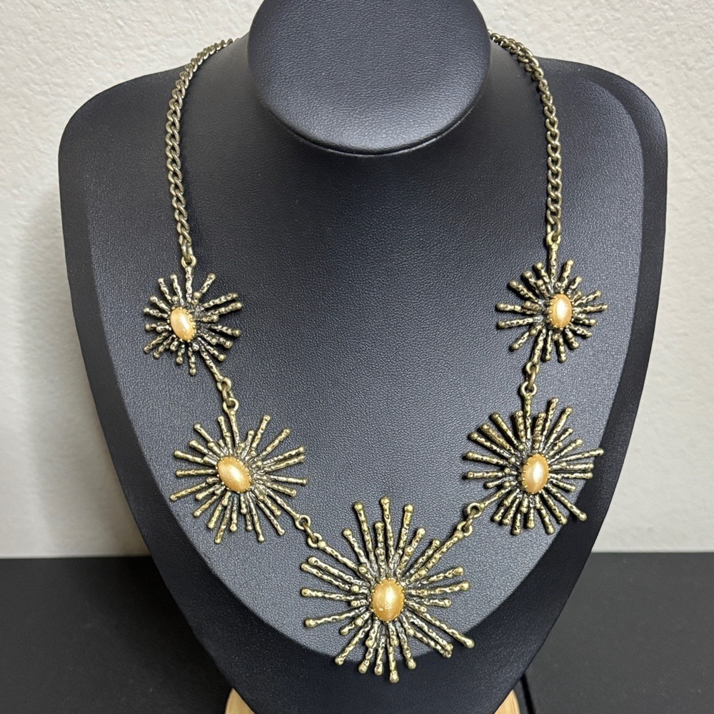 Rare Ann Taylor Starburst Pearl Statement Chain Necklace